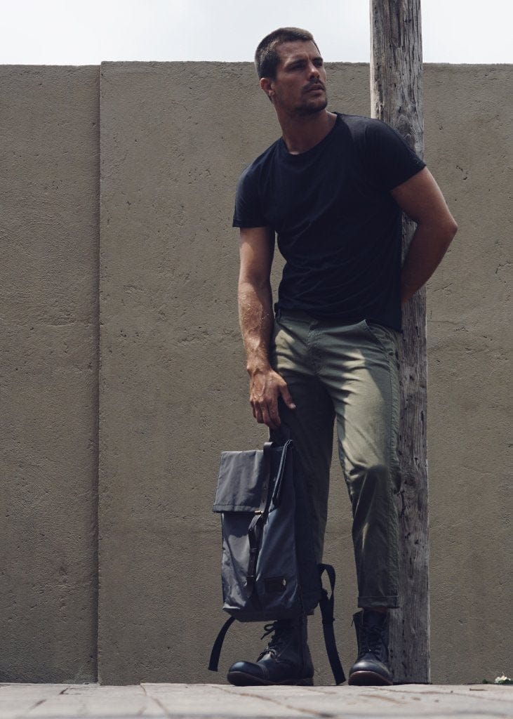 black tee with scooped neckline